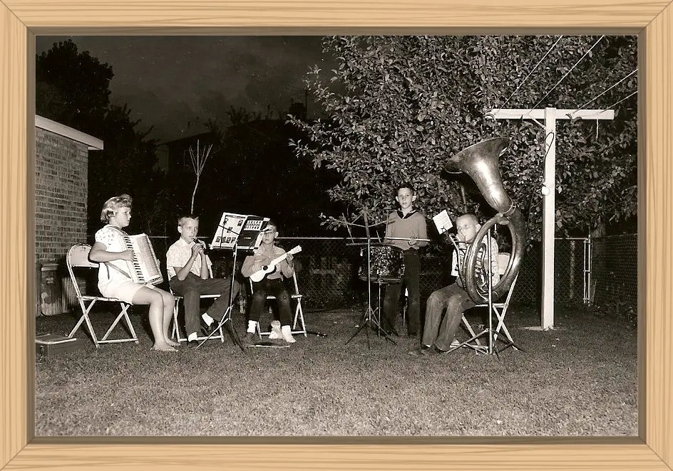 band concert with me playing the accordion and four other band members
