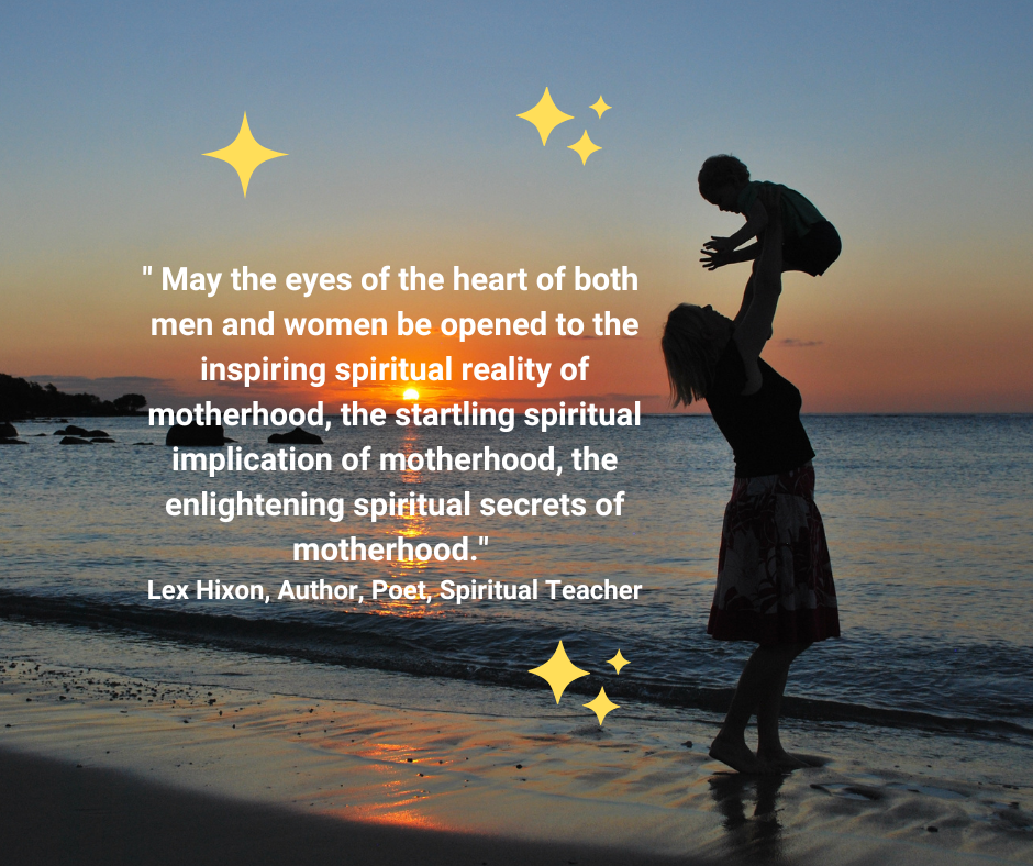 Image of a mother lifting her baby above her head while enjoying a stroll on the beach at sunset.