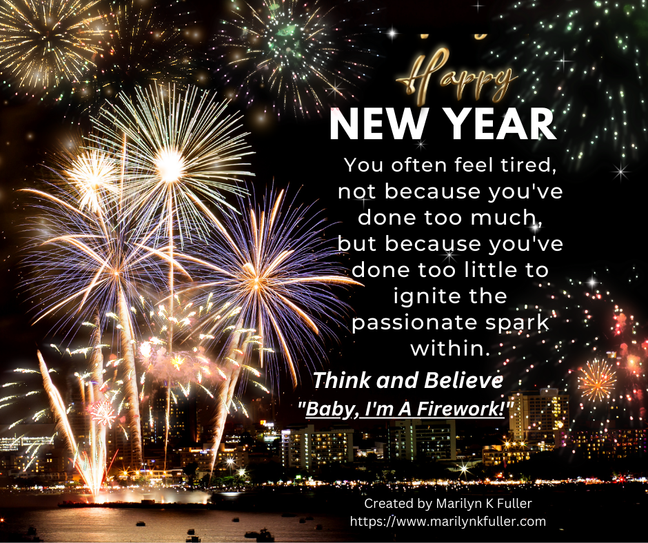 Happy New Year fantastic fireworks display lighting up the night sky