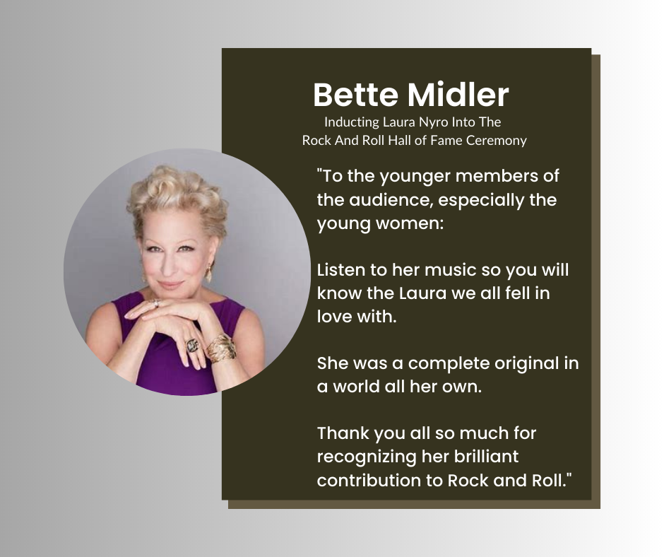 Bette Midler's heartfelt last words remembering her friend at the end of the Rock and Roll Hall of Fame Ceremony.