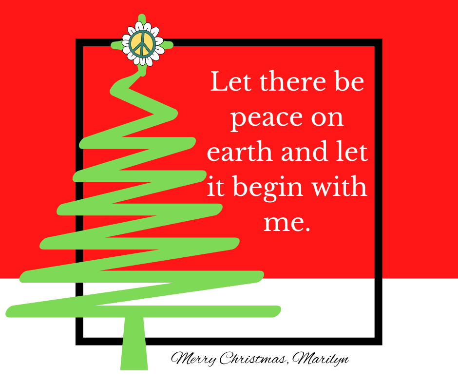 Christmas Tree with the topper being the peace sign.