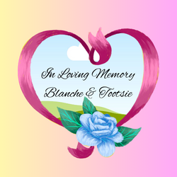 Heart frame with flower In Loving Memory of Blanche and Tootsie.
