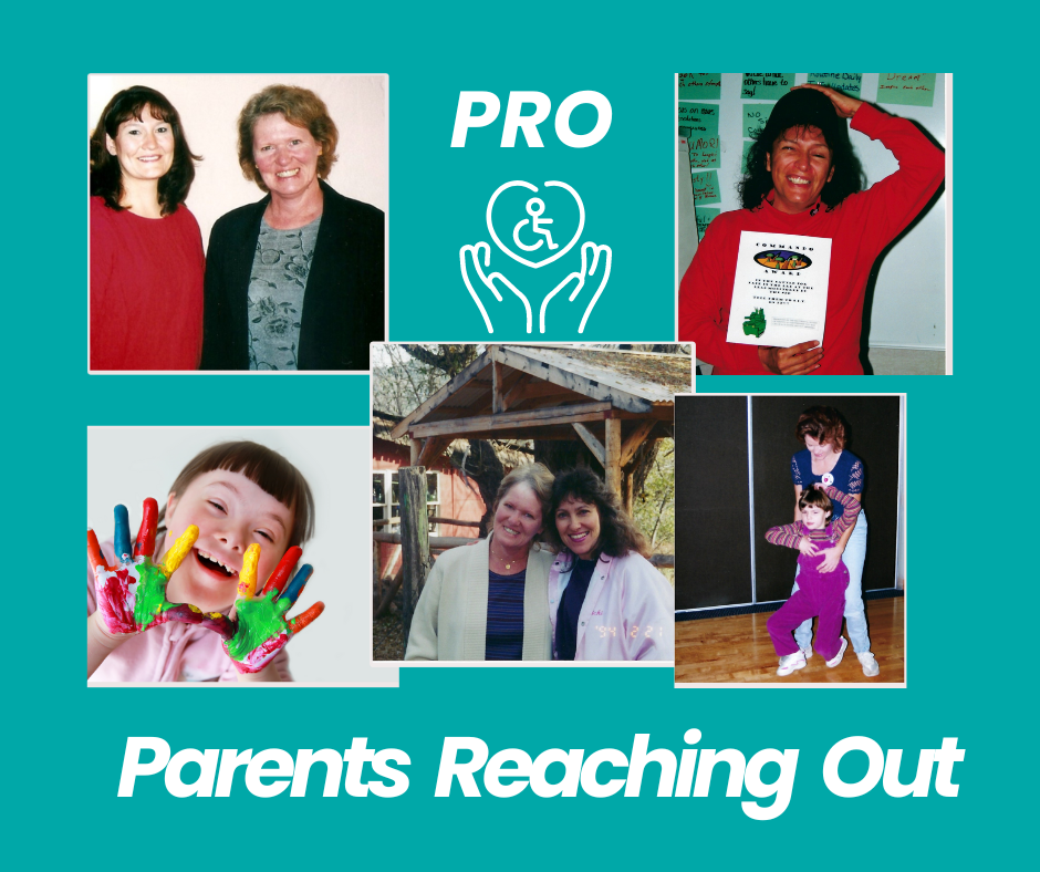 Photo collage of four friends I worked with and children with disabilities.