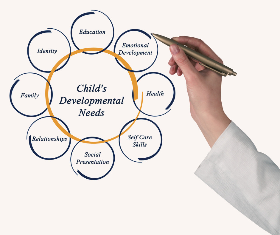 This chart lists Education, Emotional Development, Health, Self Care Skills, Social Presentation, Relationships, Family, and Identity.