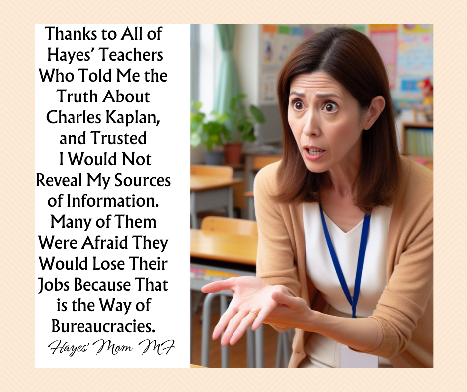 Image of a teacher in her classroom with a worried look.