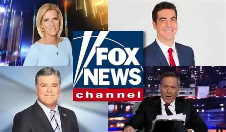 Photo collage of Fox News Primetime Hosts Laura Ingraham, Sean Hannity, Jesse Watters, and Greg Gutfield.