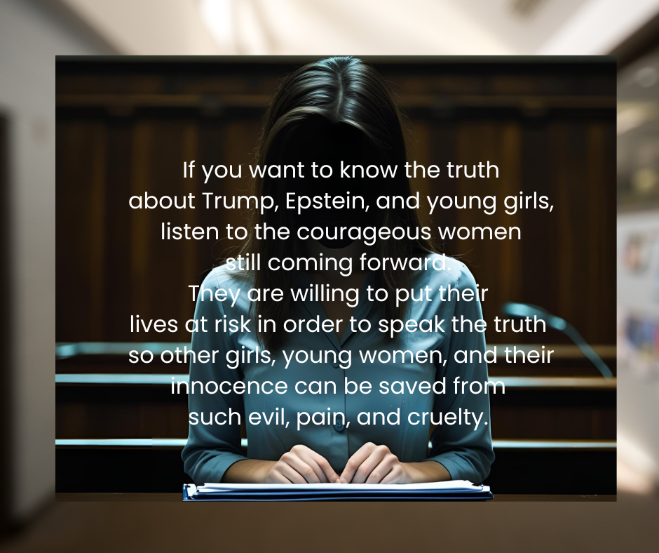 A young woman sitting in a court proceeding with her hands on a stack of papers. Her identity is hidden.