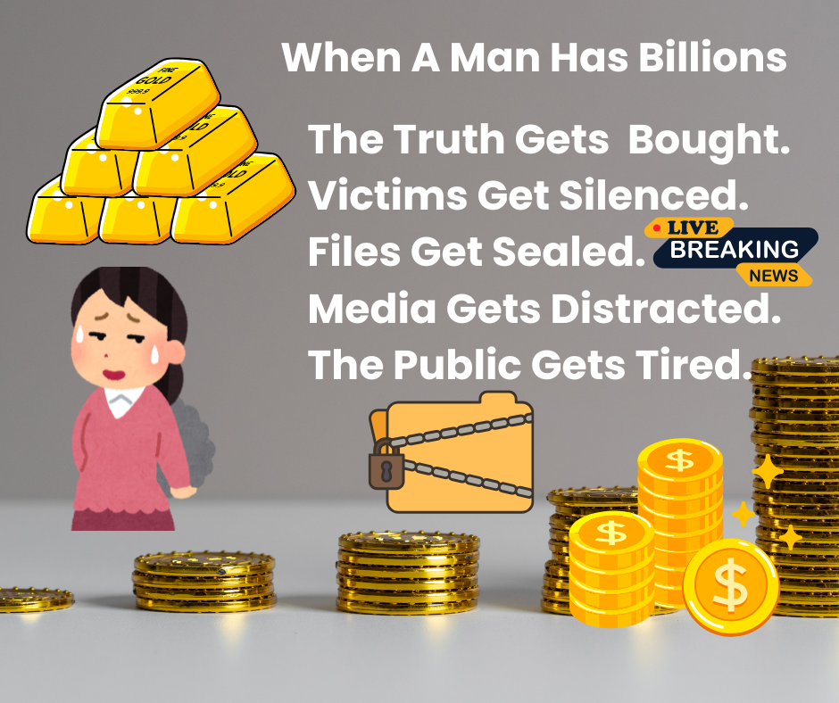 A young girl is crying. Gold bricks, gold coins, and a file with a chain and a lock surround her.