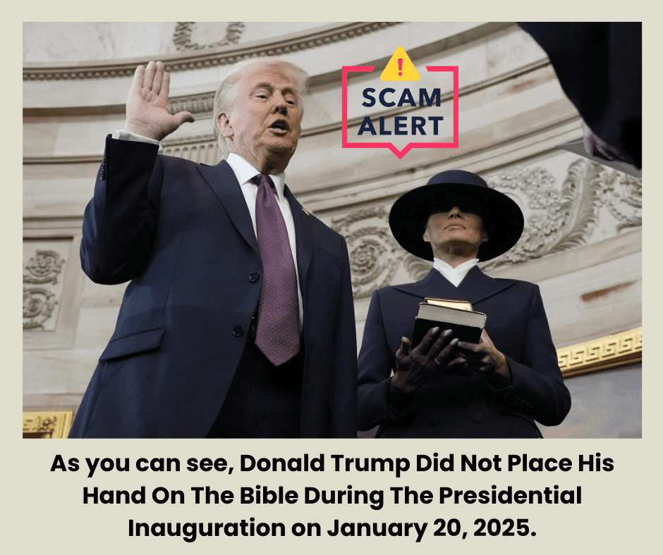 Donald Trump is being sworn in for a second term as President on January 20, 2025. Melania is holding the Bible. He did not place his hand on the Bible during the Inauguration. What kind of Christian is he?